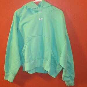 Nike White Tag Woman Small Petite Green White Swoosh Pullover Hoodie